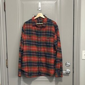 J. Crew Men’s Flannel Shirt - Rust Navy and Green